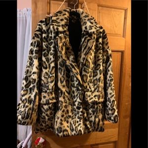 Free People Faux Leopard Fur Coat
